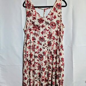 Maurices Red, Pink And Cream Floral Midi Dress